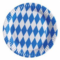 Festillbehör:- papperstallrik med blåvitt mönster