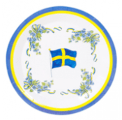 Festtillbehör - papperstallrik med svenska flaggan